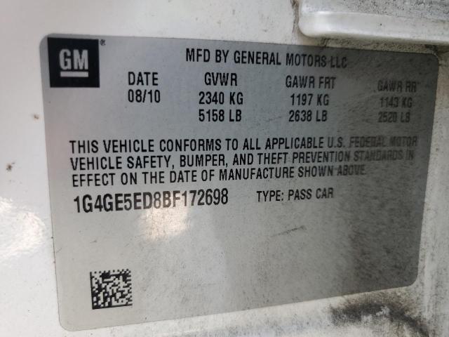 1G4GE5ED8BF172698 - 2011 BUICK LACROSSE CXS WHITE photo 12