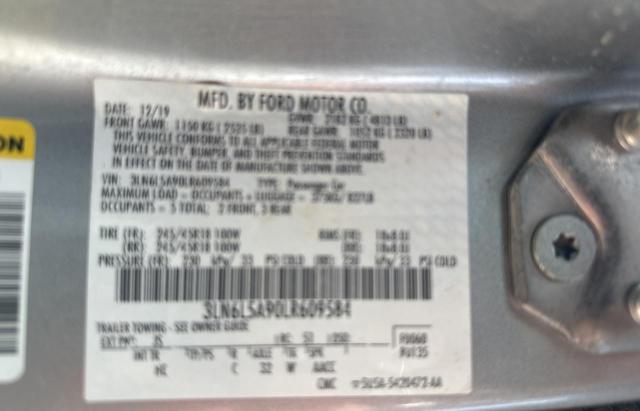 3LN6L5A90LR609584 - 2020 LINCOLN MKZ SILVER photo 10