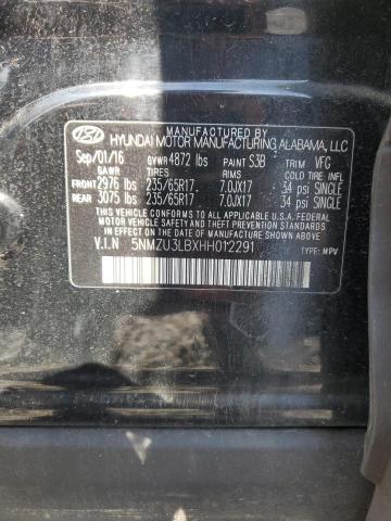 5NMZU3LBXHH012291 - 2017 HYUNDAI SANTA FE S Սև լուսանկար 12