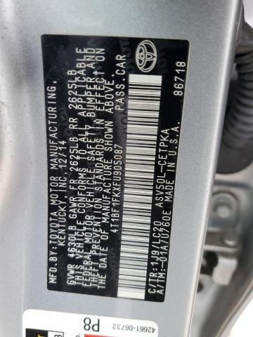 4T1BF1FKXFU905087 - 2015 TOYOTA CAMRY LE 银色 照片 13