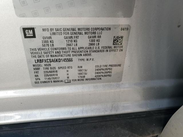 LRBFXCSA6KD145566 - 2019 BUICK ENVISION ESSENCE SILVER photo 13