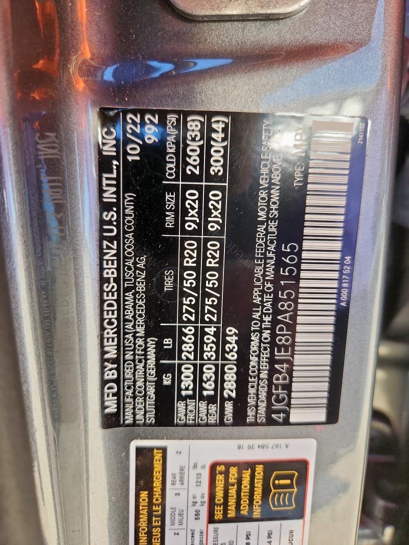 4JGFB4JE8PA851565 - 2023 MERCEDES-BENZ GLE 350 GRAY photo 14