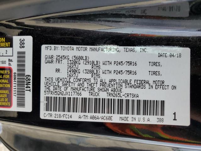 5TFRX5GN2JX117766 - 2018 TOYOTA TACOMA ACCESS CAB Қара фото 12