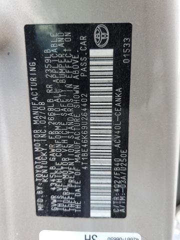 4T1BE46K69U264402 - 2009 TOYOTA CAMRY BASE GOLD photo 13