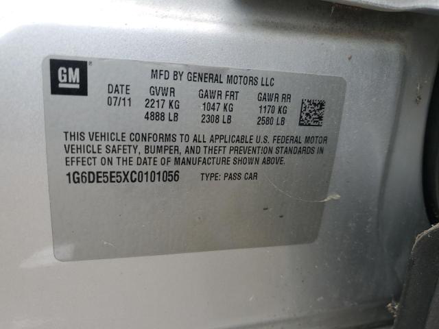 1G6DE5E5XC0101056 - 2012 CADILLAC CTS LUXURY COLLECTION Srebrny zdjęcie 12