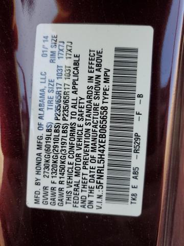 5FNRL5H4XEB065658 - 2014 HONDA ODYSSEY EX BURGUNDY photo 13