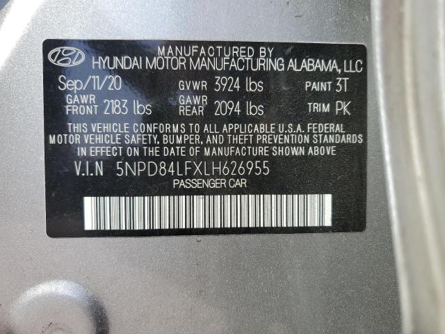 5NPD84LFXLH626955 - 2020 HYUNDAI ELANTRA SEL SILVER photo 12