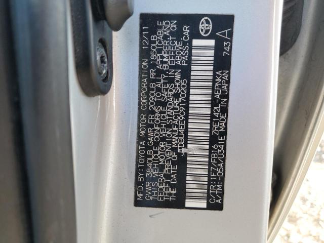 JTDBU4EE9C9170205 - 2012 TOYOTA COROLLA BASE SILVER photo 12