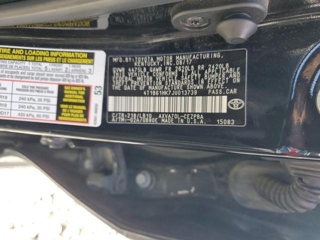 4T1B61HK7JU013739 - 2018 TOYOTA CAMRY XSE 黑色 照片 12