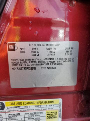 1G1ZJ57729F133687 - 2009 CHEVROLET MALIBU 2LT ბურგუნდია ფოტო 12