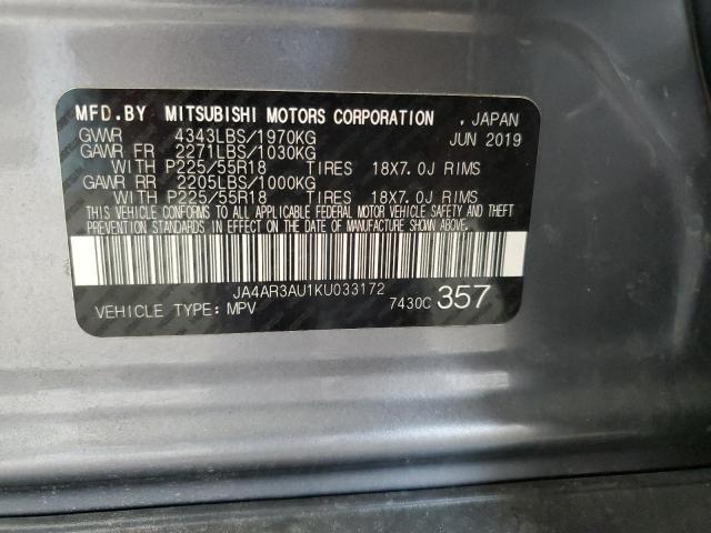 JA4AR3AU1KU033172 - 2019 MITSUBISHI OUTLANDER ES Сұр фото 13
