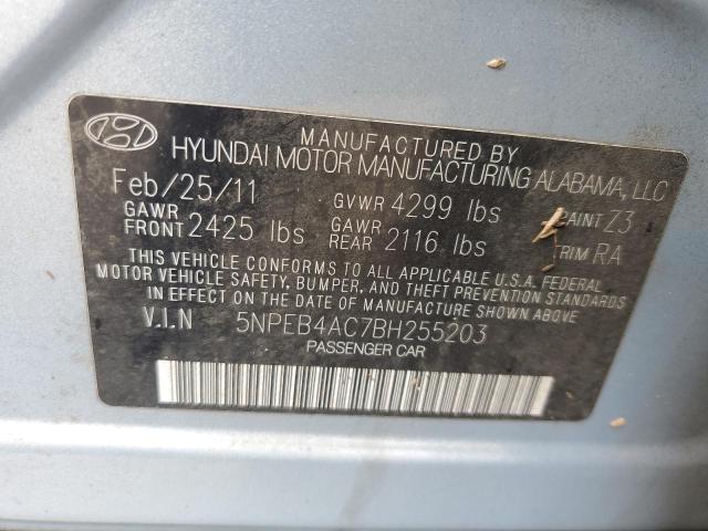 5NPEB4AC7BH255203 - 2011 HYUNDAI SONATA GLS BLUE photo 12