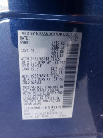 5N1DR2MM8HC659109 - 2017 NISSAN PATHFINDER S BLUE photo 13