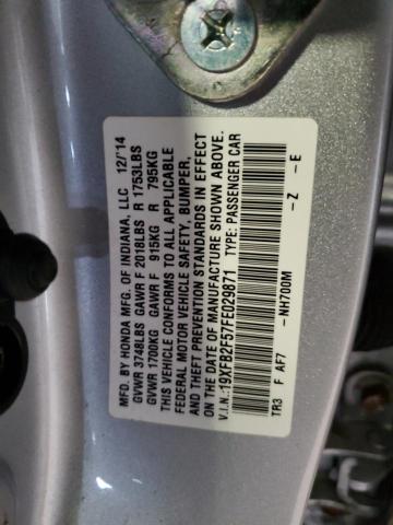 19XFB2F57FE029871 - 2015 HONDA CIVIC LX SILVER photo 12