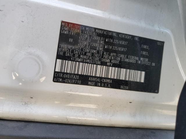 4T3RWRFV4MU037096 - 2021 TOYOTA RAV4 XLE 白色 照片 14