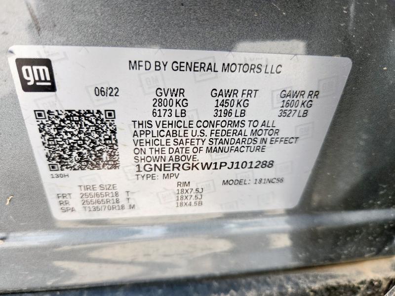 1GNERGKW1PJ101288 - 2023 CHEVROLET TRAVERSE LT 灰色 照片 13