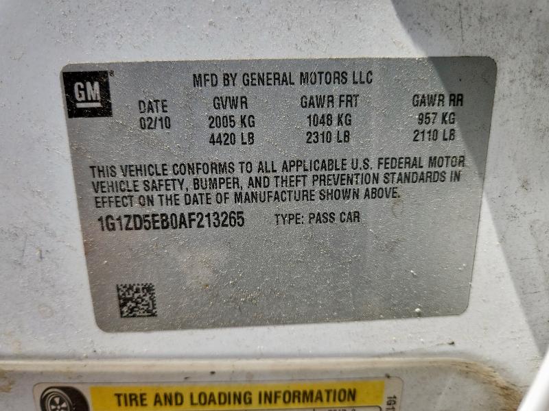 1G1ZD5EB0AF213265 - 2010 CHEVROLET MALIBU 2LT WHITE photo 12