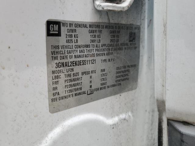 3GNAL2EK0ES511121 - 2014 CHEVROLET CAPTIVA LS 白色 照片 12