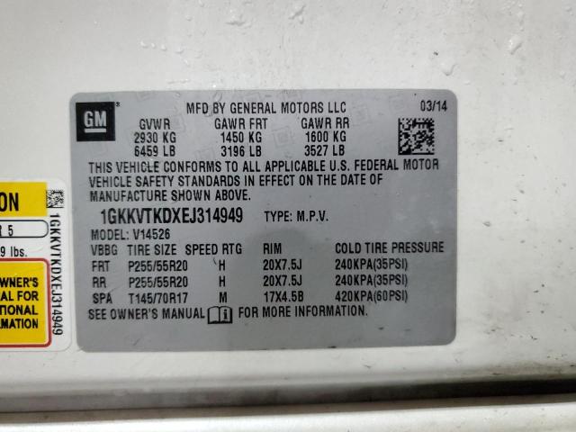 1GKKVTKDXEJ314949 - 2014 GMC ACADIA DENALI CREAM photo 14