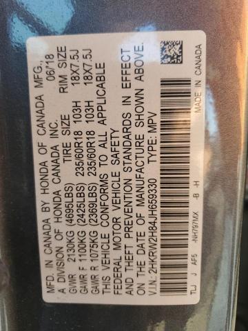 2HKRW2H84JH659330 - 2018 HONDA CR-V EXL GRAY photo 13