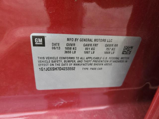 1G1JC6SH7D4233592 - 2013 CHEVROLET SONIC LT RED photo 12