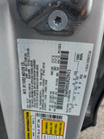 3FA6P0HDXJR239415 - 2018 FORD FUSION SE SILVER photo 12