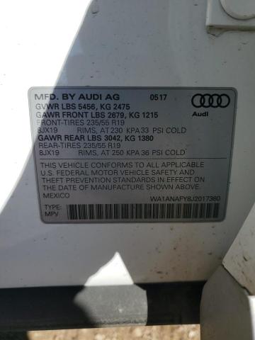 WA1ANAFY8J2017380 - 2018 AUDI Q5 PREMIUM WHITE photo 13