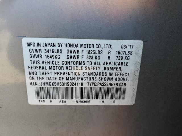 JHMGK5H53HS024118 - 2017 HONDA FIT LX SILVER photo 13