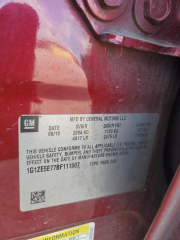 1G1ZE5E77BF111987 - 2011 CHEVROLET MALIBU LTZ მუქწითელი ფოტო 12