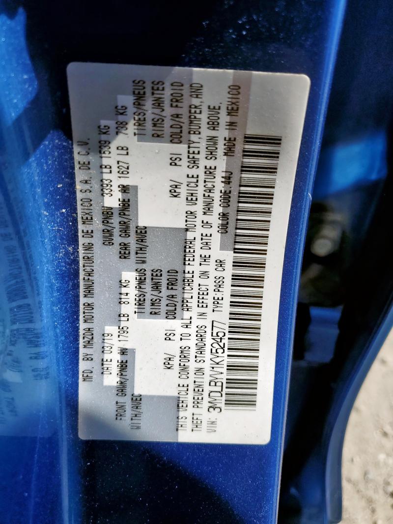 3MYDLBYV1KY524577 - 2019 TOYOTA YARIS L BLUE photo 12