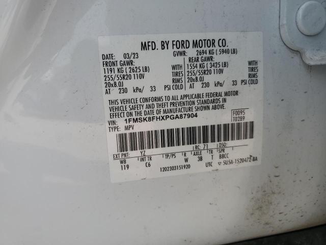 1FMSK8FHXPGA87904 - 2023 FORD EXPLORER LIMITED Սպիտակ լուսանկար 13