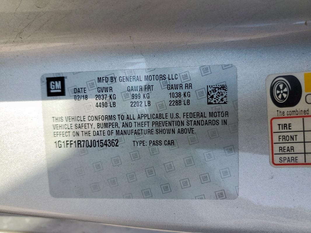 1G1FF1R70J0154362 - 2018 CHEVROLET CAMARO SS Gümüş foto 13