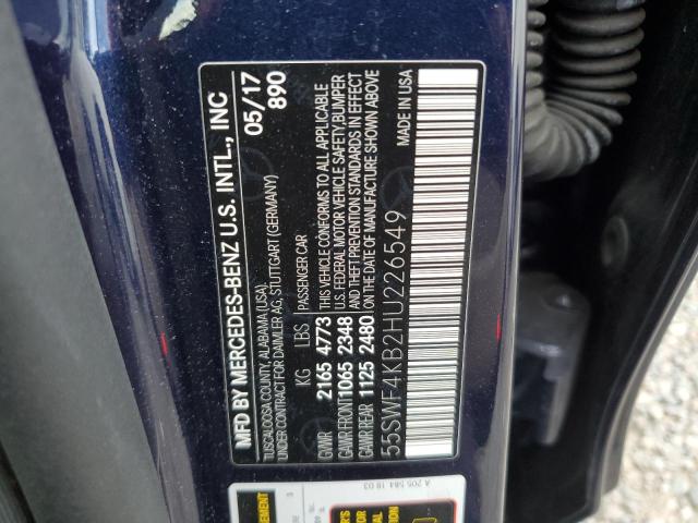 55SWF4KB2HU226549 - 2017 MERCEDES-BENZ C 300 4MATIC BLUE photo 12