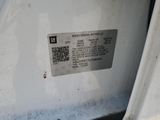 1G1ZD5ST7LF046452 - 2020 CHEVROLET MALIBU LT WHITE photo 12