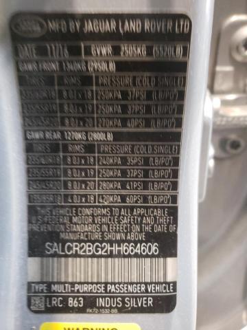 SALCR2BG2HH664606 - 2017 LAND ROVER DISCOVERY HSE SILVER photo 14