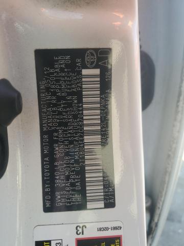 2T1BU4EE7CC870444 - 2012 TOYOTA COROLLA BASE WHITE photo 12