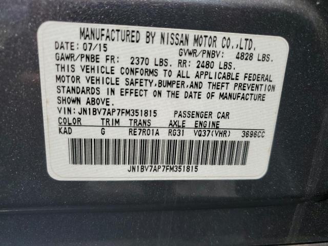 JN1BV7AP7FM351815 - 2015 INFINITI Q50 BASE GRAY photo 12