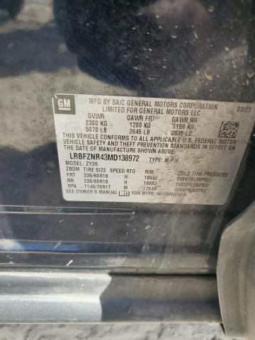 LRBFZNR43MD138972 - 2021 BUICK ENVISION ESSENCE Կապույտ լուսանկար 14