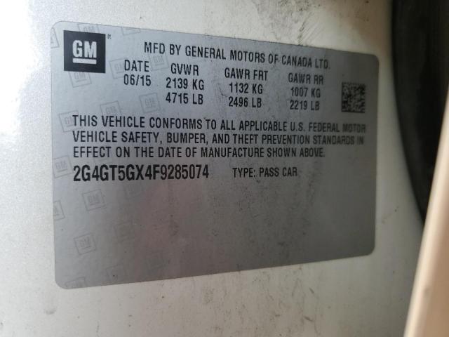 2G4GT5GX4F9285074 - 2015 BUICK REGAL GS WHITE photo 13