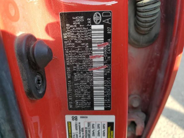 2T1KE40E29C021724 - 2009 TOYOTA COROLLA MA S RED photo 13