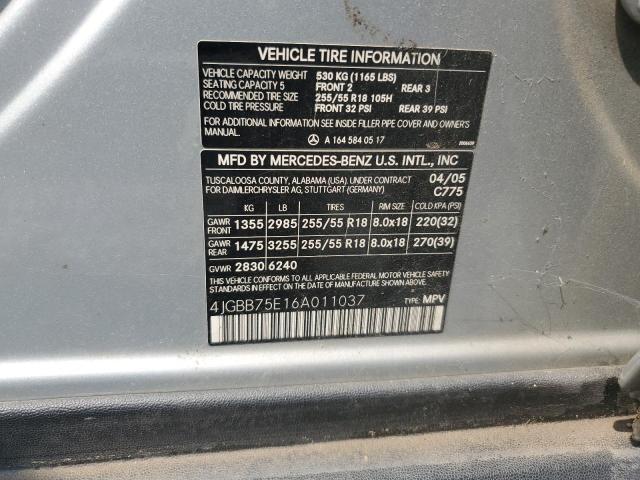 4JGBB75E16A011037 - 2006 MERCEDES-BENZ ML 500 SILVER photo 13