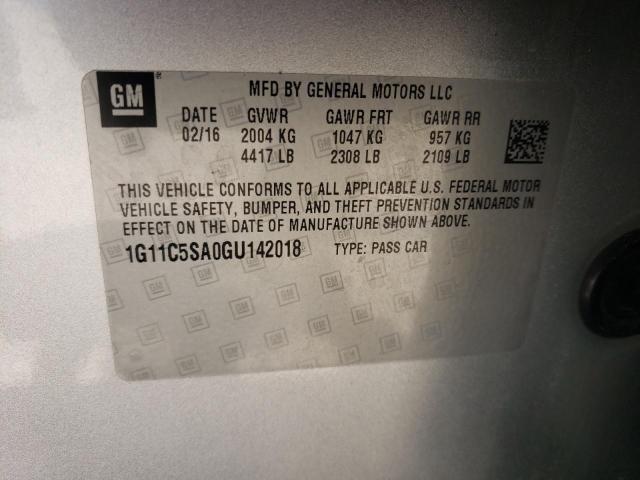 1G11C5SA0GU142018 - 2016 CHEVROLET MALIBU LIM LT 银色 照片 12