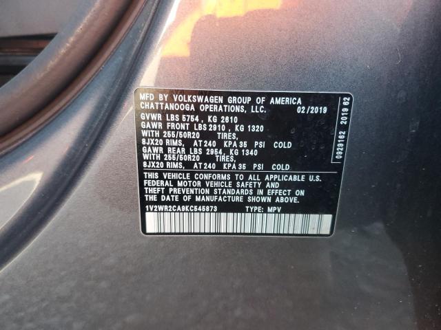 1V2WR2CA9KC545873 - 2019 VOLKSWAGEN ATLAS SE Grau Foto 13