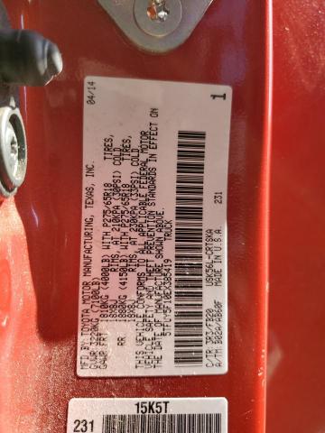 5TFUY5F10EX385419 - 2014 TOYOTA TUNDRA DOUBLE CAB SR/SR5 RED photo 13