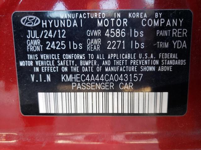 KMHEC4A44CA043157 - 2012 HYUNDAI SONATA HYBRID RED photo 12