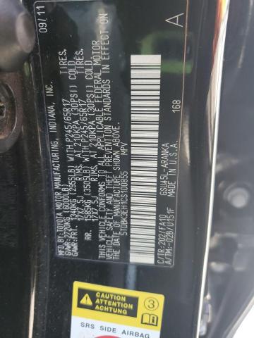 5TDBK3EH1CS100855 - 2012 TOYOTA HIGHLANDER BASE Siyah fotoğraf 13