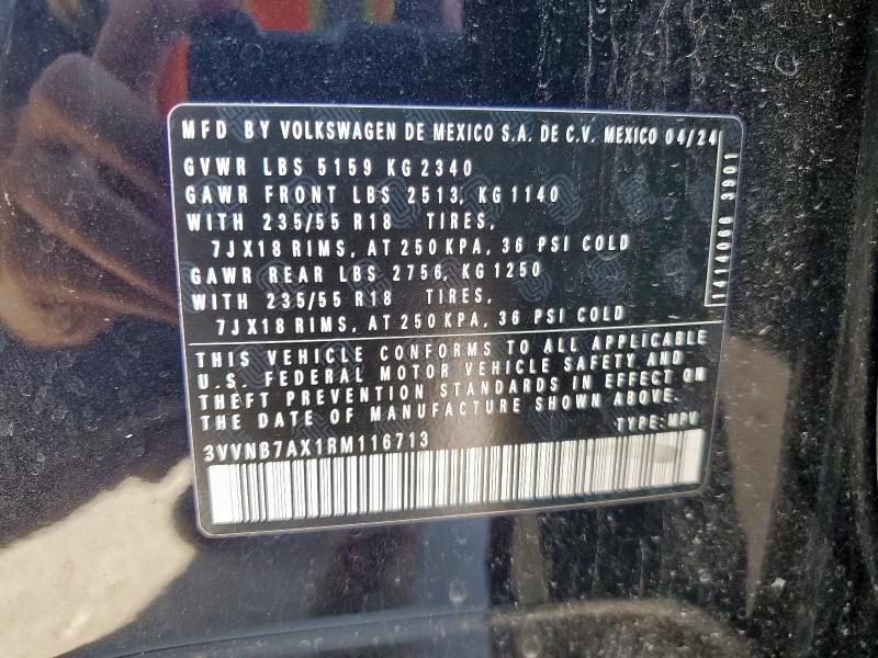 3VVNB7AX1RM116713 - 2024 VOLKSWAGEN TIGUAN SE BLACK photo 13