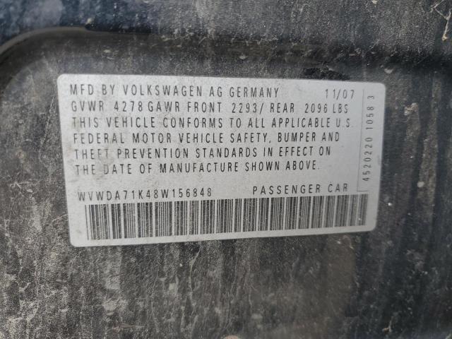 WVWDA71K48W156848 - 2008 VOLKSWAGEN RABBIT BLACK photo 12