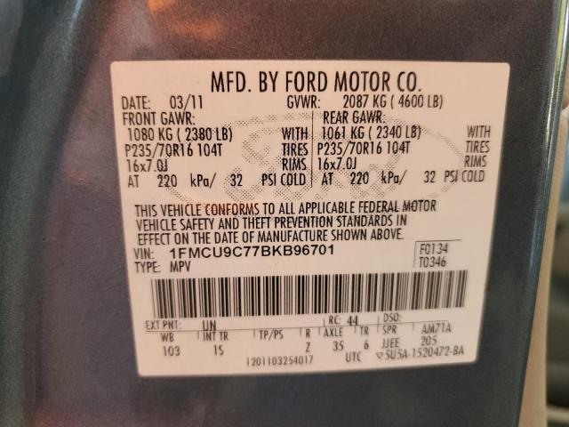 1FMCU9C77BKB96701 - 2011 FORD ESCAPE XLS TURQUOISE photo 13