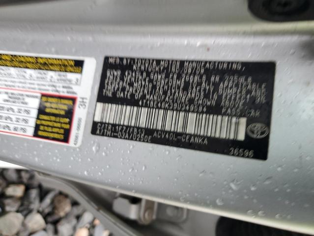 4T1BE46K39U349584 - 2009 TOYOTA CAMRY BASE SILVER photo 12